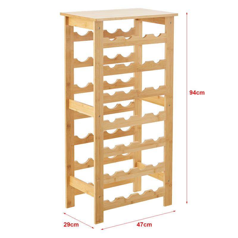 Maßskizze Regál na víno Äänekoski 94x47x29 cm bambus přírodní [en.casa]