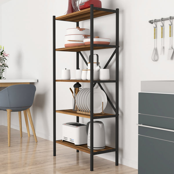 Kuchyňský regál Tomelilla 160x66x34 cm ořech/antracit [en.casa]