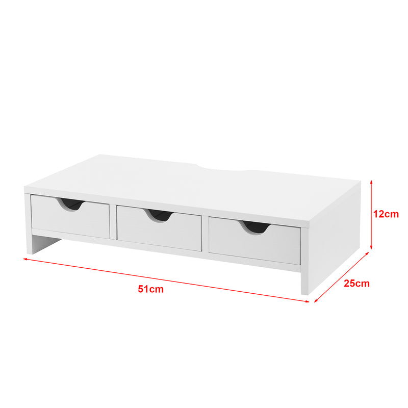 Maßskizze Stojan na monitor Ruovesi 12x51x25cm Bílý [en.casa]