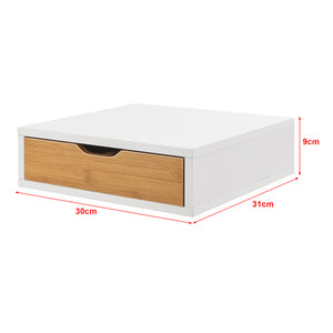 Box na šuplíky Vieremä 9x30x31cm Bílá/Bambusový vzhled [en.casa]