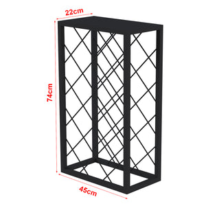 Věšák na víno Amasia z kovu 74x45x22 cm černý [en.casa]