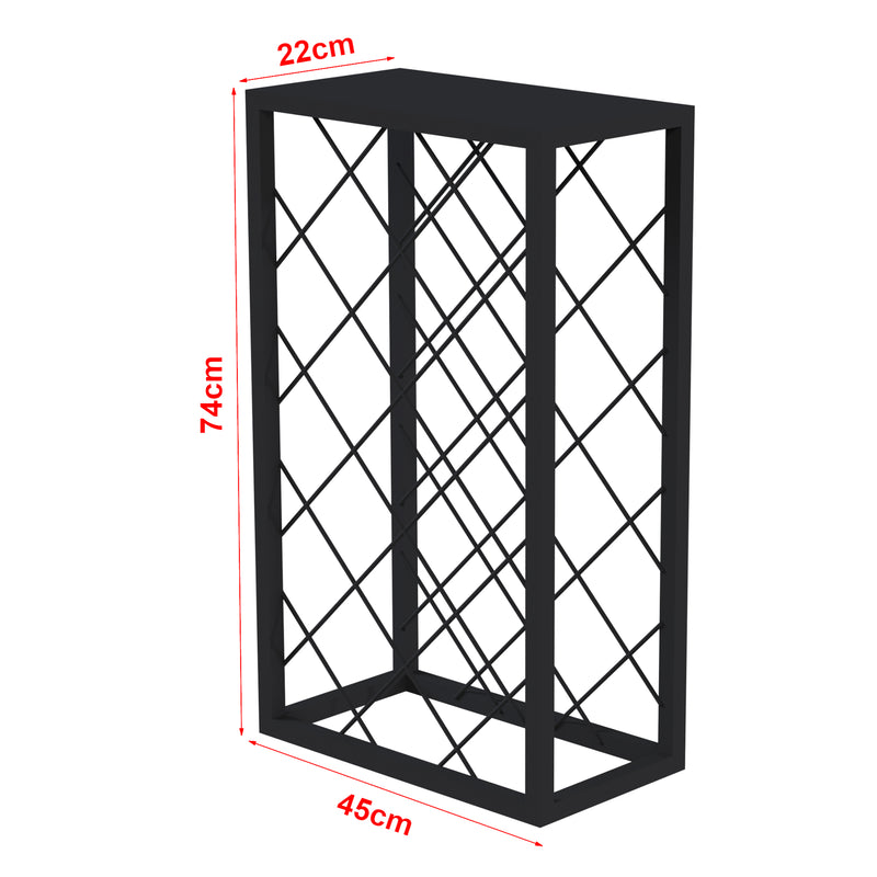 Maßskizze Věšák na víno Amasia z kovu 74x45x22 cm černý [en.casa]