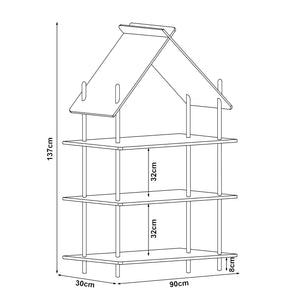 Dětský regál Hamarøy bambus v designu domu 137x90x30cm [en.casa]