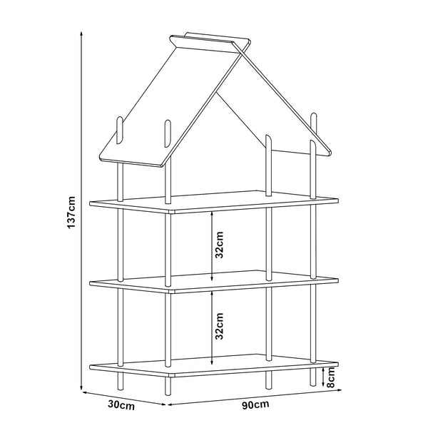 Dětský regál Hamarøy bambus v designu domu 137x90x30cm [en.casa]