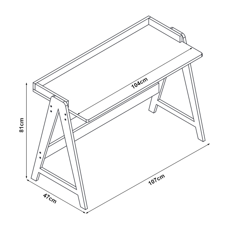Maßskizze Psací stůl Härryda bambus 107x47x81 cm přírodní [en.casa]