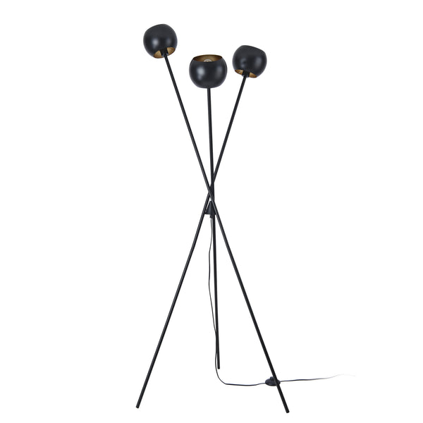 Stojací lampa Nykvarn 3-plamenná Černá / Zlatá barva [lux.pro]