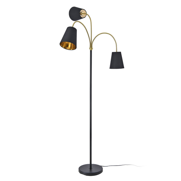 Stojací lampa Wycombe 3-plamenná Černá / Zlatá barva [lux.pro]