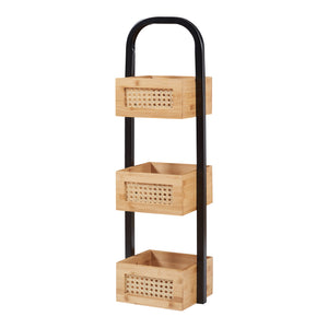 Koupelnová police Tervola 73x23x19 cm Černá/Bambus [en.casa]