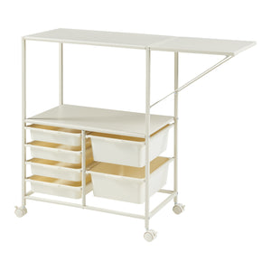 Pojízdný vozík Sørfold s boxy 100x37x85cm bílý [en.casa]