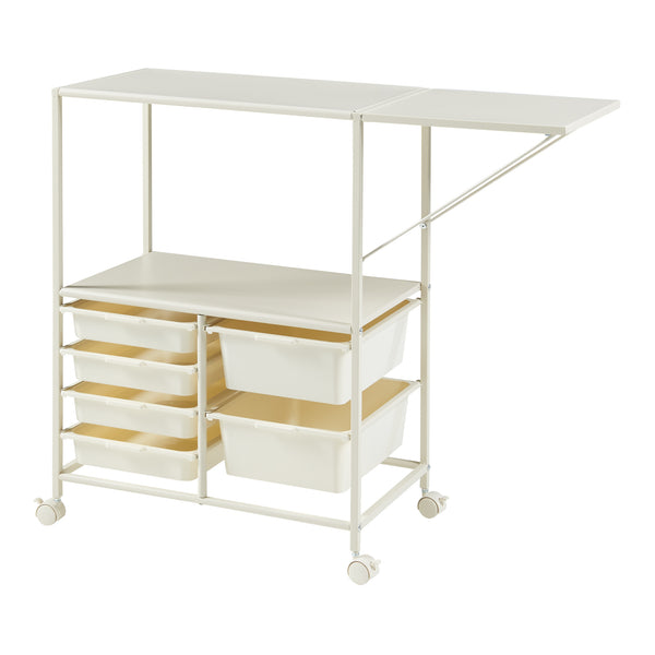 Pojízdný vozík Sørfold s boxy 100x37x85cm bílý [en.casa]