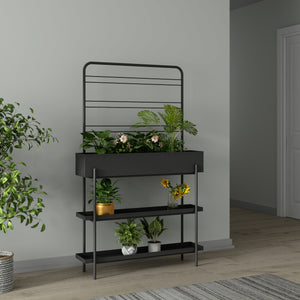 Venkovní stojan na rostliny Aalsmeer kov 154x96x24 cm černý [casa.pro]