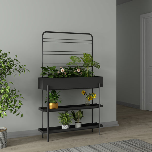 Venkovní stojan na rostliny Aalsmeer kov 154x96x24 cm černý [casa.pro]