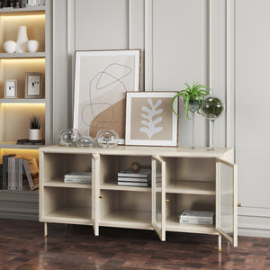 TV skříň Lindau ocel 120x40x59 cm krémově bílá [en.casa]