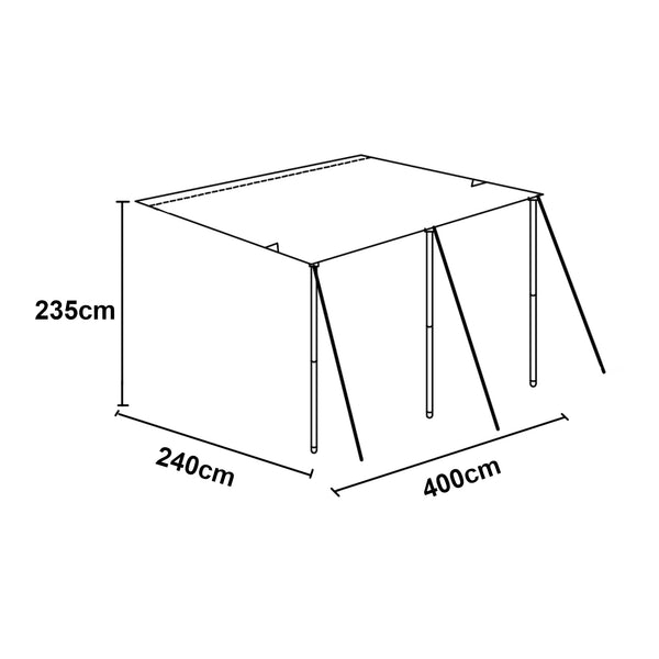 Přístřešek na karavan Beuningen 400x240x235 cm Šedý [pro.tec]
