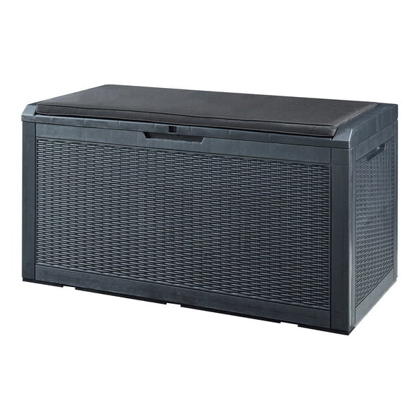 Úložný box Atella 122x54,5x65cm černý, vzhled ratanu [casa.pro]