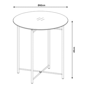 Odkládací stolek Ödeshög s skleněnou deskou 45xØ42cm Černý [en.casa]
