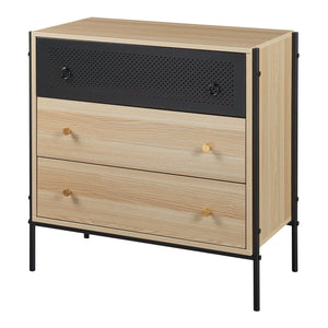Komoda Tysnes s 3 zásuvkami 80x80x40 cm Dub/Černá [en.casa]