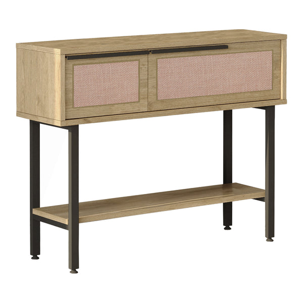 Konzolový stolek Kvænangen 100x30x76 cm dub/optika ratanu [en.casa]