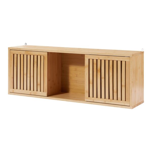 Nástěnná police Ypäjä 93x20x33 cm bambus [en.casa]