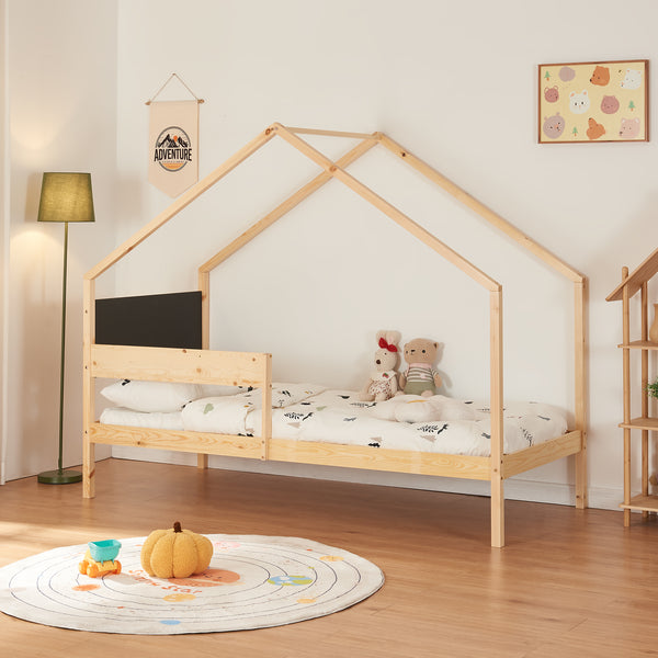 Domečková postel Sodankylä s vysouvacím lůžkem a 2 matracemi 90x200cm [en.casa]