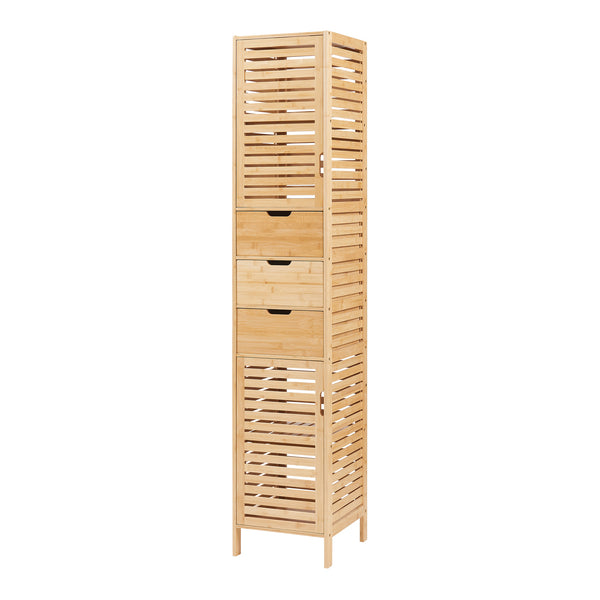Vysoká skříň Boksereys 180x35x35 cm bambus [en.casa]