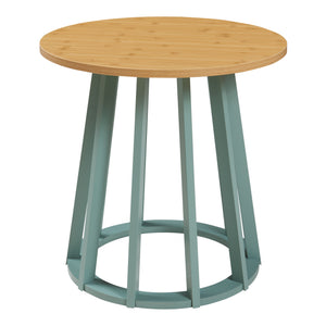 Přístavný stolek Lensuu 48xØ48 cm Pastelově zelený/dub [en.casa]