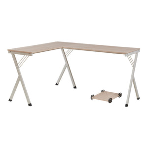Psací stůl Tarielarg s PC stojanem ve tvaru L 158x120x75 cm dubový dekor [en.casa]
