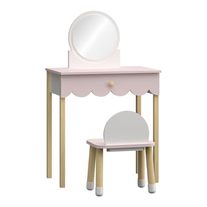 Dětský toaletní stolek s židlí Vestnes Cotton Candy/Bílá [en.casa]