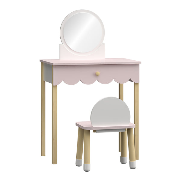 Dětský toaletní stolek s židlí Vestnes Cotton Candy/Bílá [en.casa]