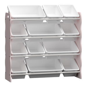 Dětský regál Vestnes s 12 úložnými boxy 78x86x27 cm Cotton Candy/Bílá [en.casa]