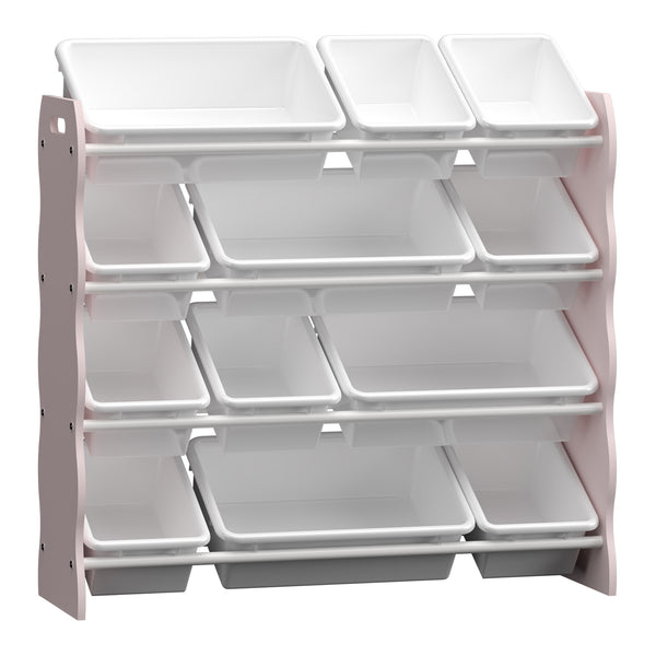 Dětský regál Vestnes s 12 úložnými boxy 78x86x27 cm Cotton Candy/Bílá [en.casa]