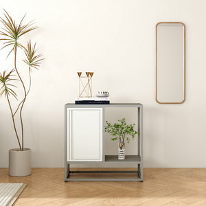 Sideboard Burlöv ocel 70x72x35 cm šedá/bílá [en.casa]