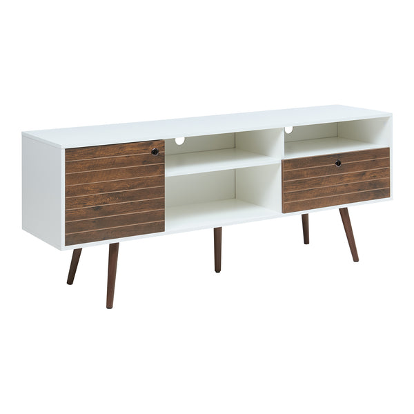 Televizní skříň Vare 165x40x66 cm Bílá/optika ořechu [en.casa]