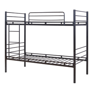 Kovová patrová postel Bevapis 90x200 cm černá [en.casa]