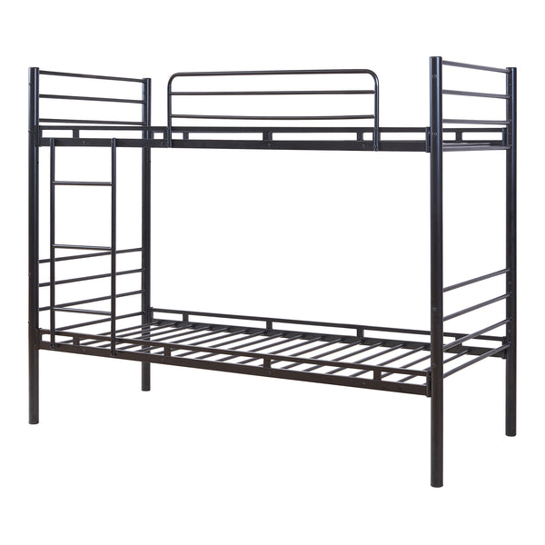 Kovová patrová postel Bevapis 90x200 cm černá [en.casa]