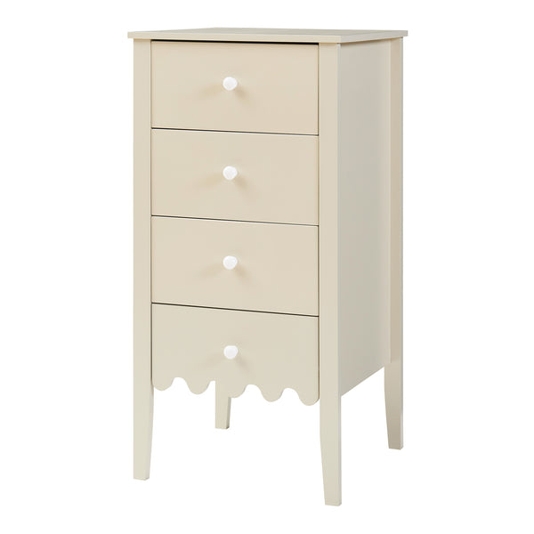 Komoda Luspoo se 4 zásuvkami 82x40x40 cm krémově bílá [en.casa]