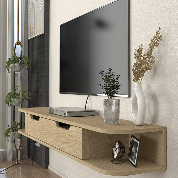 TV závěsná skříňka Karjali 150x30x19 cm dubový dekor [en.casa]