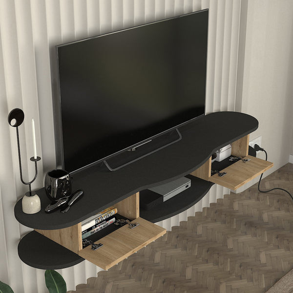 TV závěsný lowboard Nyskiri 150x35x19 cm antracit/dubový dekor [en.casa]