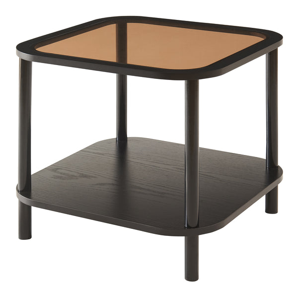 Odkládací stolek Latama s skleněnou deskou 51x51x45 cm Černá/bronze sklo [en.casa]