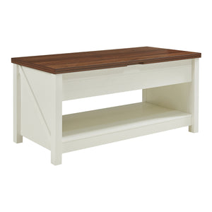 Konferenční stolek Kasama s výklopnou deskou a úložným prostorem 110x55x54 cm ořechový dekor/bílá [en.casa]