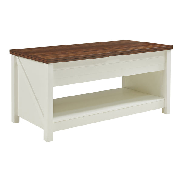 Konferenční stolek Kasama s výklopnou deskou a úložným prostorem 110x55x54 cm ořechový dekor/bílá [en.casa]