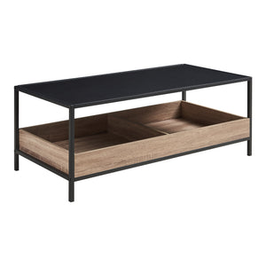 Konferenční stolek Belana 100x48x39 cm Černá/Dubový dekor [en.casa]