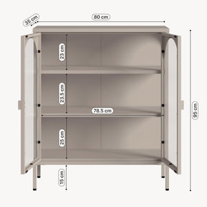 Vitrínkový sideboard Klippestad ocel 95x80x35 cm velbloudí barva [en.casa]