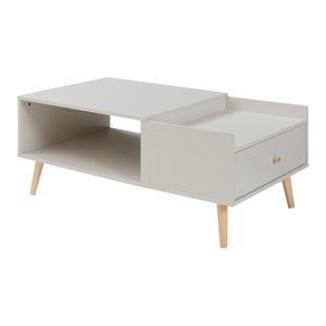 Konferenční stolek Hallevil s šuplíkem 106x59x44 cm Světle šedý [en.casa]