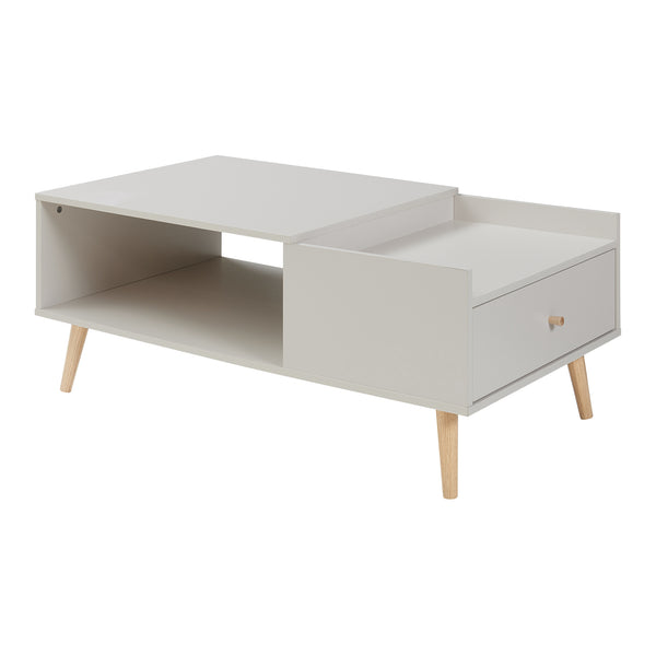 Konferenční stolek Hallevil s šuplíkem 106x59x44 cm Světle šedý [en.casa]