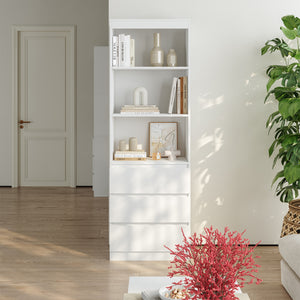 Knihovna Les s 3 zásuvkami 180x60x35 cm Bílá [en.casa]