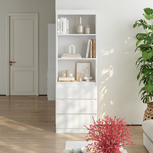 Knihovna Les s 3 zásuvkami 180x60x35 cm Bílá [en.casa]