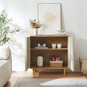 Sideboard Ferrersp s 2 dveřmi 80x80x40 cm dubový dekor/písková barva [en.casa]