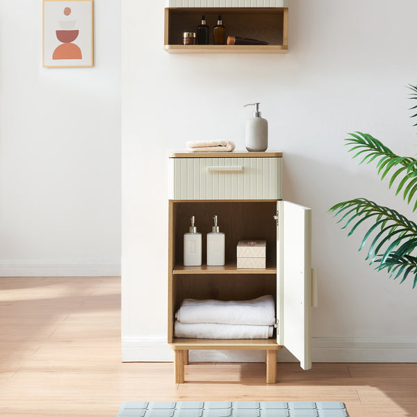 Koupelnová skříňka Ferrersp 80x40x35 cm dubový dekor/písková barva [en.casa]