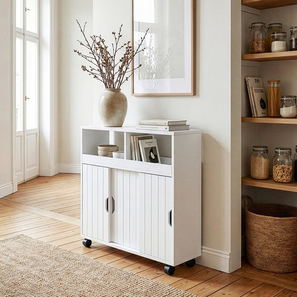 Přístavný skříň na kolečkách Fadeskimma 72x70x20 cm Bílá [en.casa]